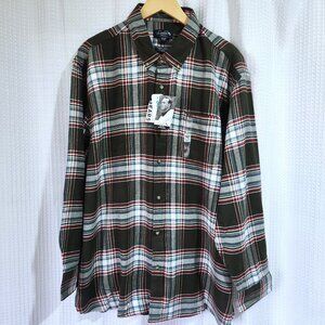 Arnold Palmer Shirt Plaid Flannel Men 2XL Button Down Easy Care Long Sleeve New